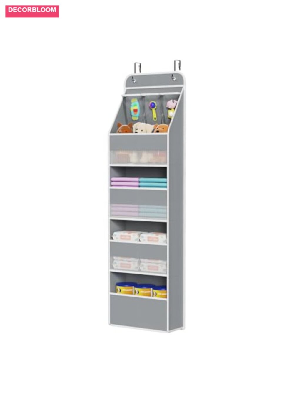 Over Door Hanging Organizer 5-Shelf Nursery Storage Non-woven Fabric